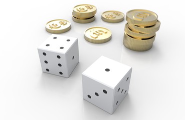 игральный кубик и монеты